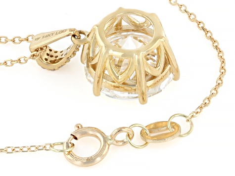 Certified White Lab-Grown Diamond G VS2 14K Yellow Gold Pendant With Chain 5.05ctw