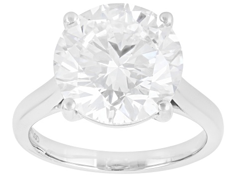 Certified White Lab-Grown Diamond F VS2 14K White Gold Solitaire Ring 6.00ct