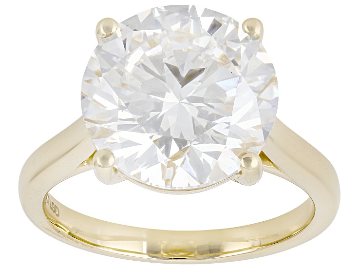 Certified White Lab-Grown Diamond F VS2 14K Yellow Gold Solitaire Ring 7.00ct