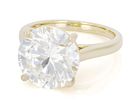 Certified White Lab-Grown Diamond F VS2 14K Yellow Gold Solitaire Ring 7.00ct