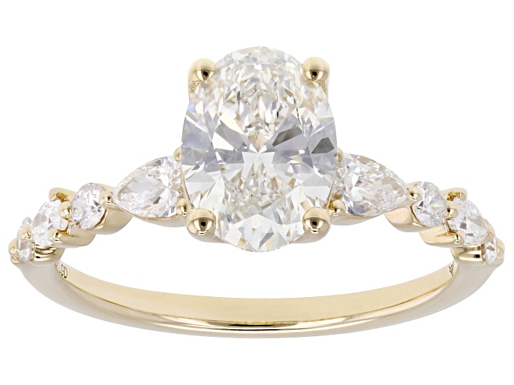 Certified White Lab-Grown Diamond G VS2 10K Yellow Gold Tulip Setting Ring 2.00ctw