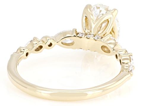Certified White Lab-Grown Diamond G VS2 10K Yellow Gold Tulip Setting Ring 2.00ctw