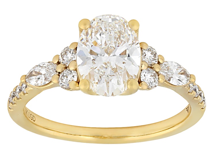 Certified White Lab-Grown Diamond G VS2 10K Yellow Gold Tulip Setting Ring 2.00ctw