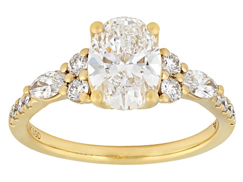 Certified White Lab-Grown Diamond G VS2 10K Yellow Gold Tulip Setting Ring 2.00ctw