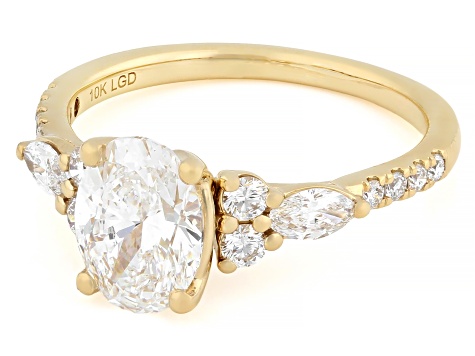 Certified White Lab-Grown Diamond G VS2 10K Yellow Gold Tulip Setting Ring 2.00ctw