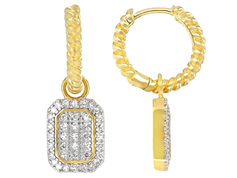White Lab-Grown Diamond G-H SI 14K Yellow Gold Over Sterling Silver Earrings 0.25ctw