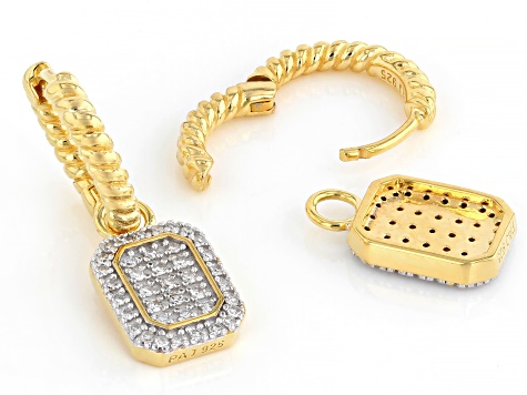 White Lab-Grown Diamond G-H SI 14K Yellow Gold Over Sterling Silver Earrings 0.25ctw