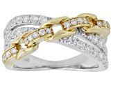 White Lab-Grown Diamond H SI2 14K Yellow Gold and  Rhodium Over Sterling Silver Band Ring 0.75ctw