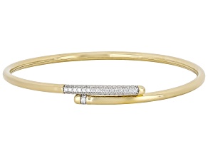 White Lab-Grown Diamond H SI2 14K Yellow Gold Over Sterling Silver Bangle Bracelet 0.50ctw