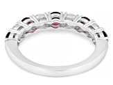 Lab Created Ruby and White Lab-Grown Diamond G-H SI Rhodium Over Silver Band Ring 1.45ctw