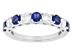 Lab Created Sapphire and White Lab-Grown Diamond G-H SI Rhodium Over Silver Band Ring 1.50ctw