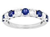 Lab Created Sapphire and White Lab-Grown Diamond G-H SI Rhodium Over Silver Band Ring 1.50ctw