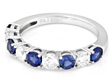 Lab Created Sapphire and White Lab-Grown Diamond G-H SI Rhodium Over Silver Band Ring 1.50ctw