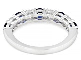 Lab Created Sapphire and White Lab-Grown Diamond G-H SI Rhodium Over Silver Band Ring 1.50ctw
