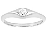 White Lab-Grown Diamond G-H SI Rhodium Over Sterling Silver Solitaire Ring 0.20ct