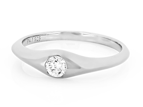 White Lab-Grown Diamond G-H SI Rhodium Over Sterling Silver Solitaire Ring 0.20ct