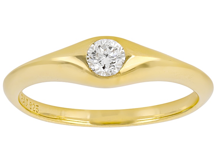 White Lab-Grown Diamond G-H SI 14K Yellow Gold Over Sterling Silver Solitaire Ring 0.20ct