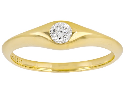 White Lab-Grown Diamond G-H SI 14K Yellow Gold Over Sterling Silver Solitaire Ring 0.20ct