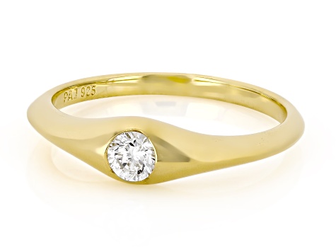 White Lab-Grown Diamond G-H SI 14K Yellow Gold Over Sterling Silver Solitaire Ring 0.20ct