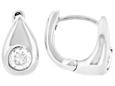 White Lab-Grown Diamond G-H SI Rhodium Over Sterling Silver Solitaire Huggie Earrings 0.35ctw
