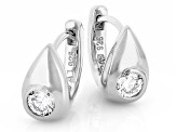 White Lab-Grown Diamond G-H SI Rhodium Over Sterling Silver Solitaire Huggie Earrings 0.35ctw