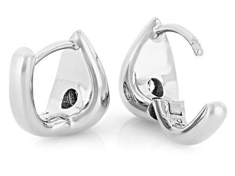 White Lab-Grown Diamond G-H SI Rhodium Over Sterling Silver Solitaire Huggie Earrings 0.35ctw