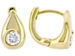 White Lab-Grown Diamond G-H SI 14K Yellow Gold Over Sterling Silver Solitaire Huggie Earrings .35ctw