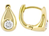 White Lab-Grown Diamond G-H SI 14K Yellow Gold Over Sterling Silver Solitaire Huggie Earrings .35ctw