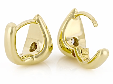 White Lab-Grown Diamond G-H SI 14K Yellow Gold Over Sterling Silver Solitaire Huggie Earrings .35ctw