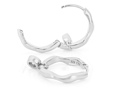White Lab-Grown Diamond G-H SI Rhodium Over Sterling Silver Solitaire Huggie Earrings 0.35ctw