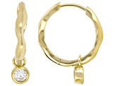 White Lab-Grown Diamond G-H SI 14K Yellow Gold Over Sterling Silver Solitaire Huggie Earrings .35ctw