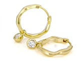 White Lab-Grown Diamond G-H SI 14K Yellow Gold Over Sterling Silver Solitaire Huggie Earrings .35ctw