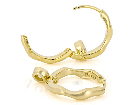 White Lab-Grown Diamond G-H SI 14K Yellow Gold Over Sterling Silver Solitaire Huggie Earrings .35ctw
