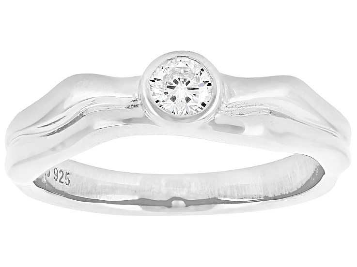 White Lab-Grown Diamond G-H SI Rhodium Over Sterling Silver Solitaire Ring 0.20ct