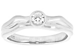 White Lab-Grown Diamond G-H SI Rhodium Over Sterling Silver Solitaire Ring 0.20ct