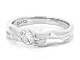 White Lab-Grown Diamond G-H SI Rhodium Over Sterling Silver Solitaire Ring 0.20ct