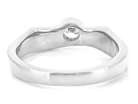 White Lab-Grown Diamond G-H SI Rhodium Over Sterling Silver Solitaire Ring 0.20ct