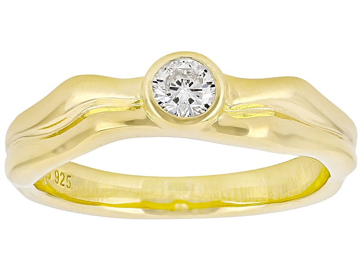White Lab-Grown Diamond G-H SI 14K Yellow Gold Over Sterling Silver Solitaire Ring 0.20ct