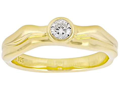 White Lab-Grown Diamond G-H SI 14K Yellow Gold Over Sterling Silver Solitaire Ring 0.20ct