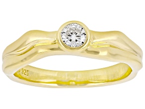 White Lab-Grown Diamond G-H SI 14K Yellow Gold Over Sterling Silver Solitaire Ring 0.20ct