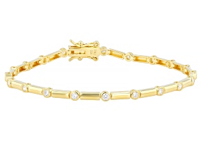 White Lab-Grown Diamond G-H SI 14K Yellow Gold Over Sterling Silver Bracelet 0.30ctw