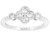 White Lab-Grown Diamond G-H VS Rhodium Over Sterling Silver Clover Ring 0.45ctw
