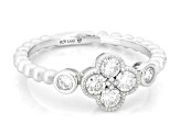 White Lab-Grown Diamond G-H VS Rhodium Over Sterling Silver Clover Ring 0.45ctw