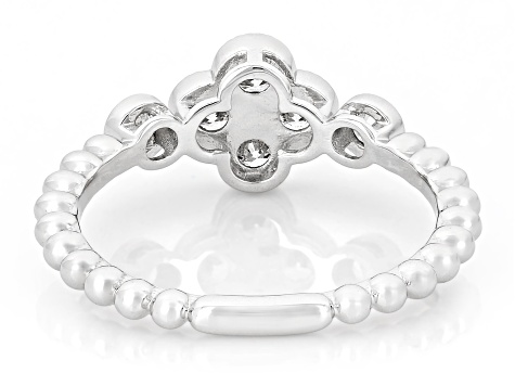 White Lab-Grown Diamond G-H VS Rhodium Over Sterling Silver Clover Ring 0.45ctw