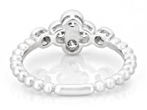White Lab-Grown Diamond G-H VS Rhodium Over Sterling Silver Clover Ring 0.45ctw