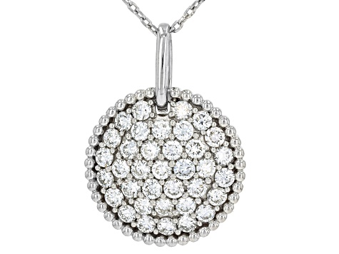 White Lab-Grown Diamond G-H VS Rhodium Over Sterling Silver Circle Pendant With Chain 1.55ctw