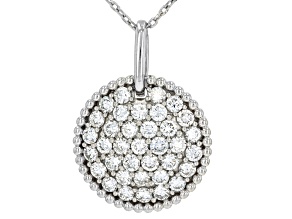 White Lab-Grown Diamond G-H VS Rhodium Over Sterling Silver Circle Pendant With Chain 1.55ctw