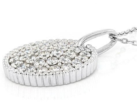 White Lab-Grown Diamond G-H VS Rhodium Over Sterling Silver Circle Pendant With Chain 1.55ctw