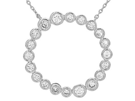 White Lab-Grown Diamond G-H VS Rhodium Over Sterling Silver Circle Station Necklace 1.00ctw