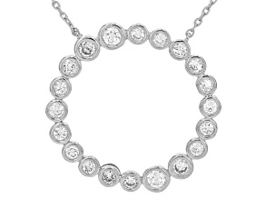White Lab-Grown Diamond G-H VS Rhodium Over Sterling Silver Circle Station Necklace 1.00ctw